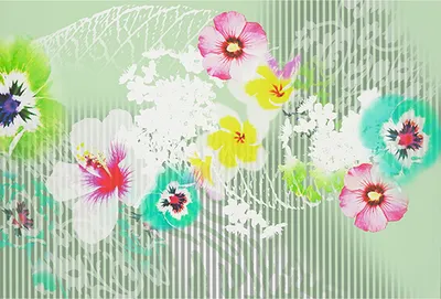 Produktbild von Tadessi Fototapete | Blumen | 4.00 m x 2.70 m | Bunt | Grün | Wandbild | Digitaldruck