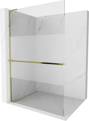 Produktbild von Mexen Kioto+ L Duschwand mit Regal Walk-in 110 x 200 cm, transparent/weiß, gold - 800-110-123-50-35