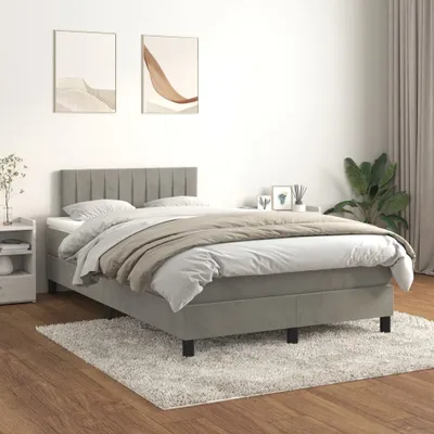 Productafbeelding van vidaXL Boxspringbed met matras, lichtgrijs, 120x200 cm, fluweel