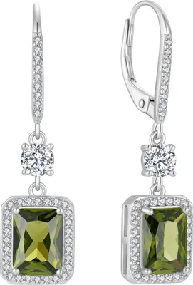 Produktbild von Prinzessschliff Peridot 925 Silber Damen Ohrringe Geburtsstein Schmuck
