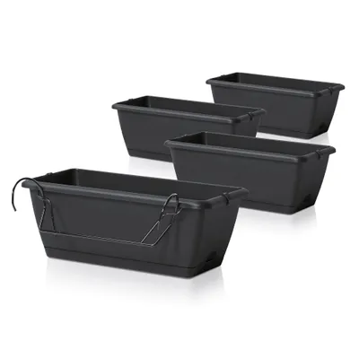 Image de Jardinières de balcon avec support et système d'arrosage - Lot de 4 / 40 cm