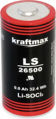 A studio shot of a single battery against a white background.