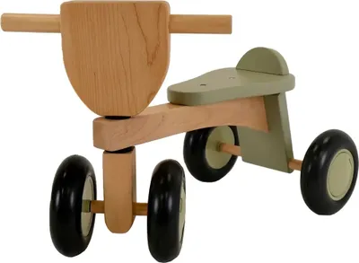 Produktbild von Bandits & Angels Vintage Rider Grünes Laufrad aus Naturholz ab 1 Jahr - Für Jungen und Mädchen - Grünes Holz-Laufrad - Vierrädrig - Geräuscharme und kratzfeste Räder