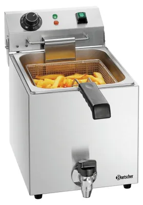 Produktbild von Bartscher Snack III PLUS / A162823E Fritteuse, Edelstahlgehäuse, herausnehmbarer 9 l Ölbehälter, Kaltzone
