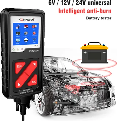 Zdjęcie produktu dla KONNWEI KW710 100-2000CCA Tester analizatora akumulatorów do samochodów osobowych i ciężarowych 6V 12V 24V Narzędzie diagnostyczne do testowania układu rozruchowego i ładowania samochodu