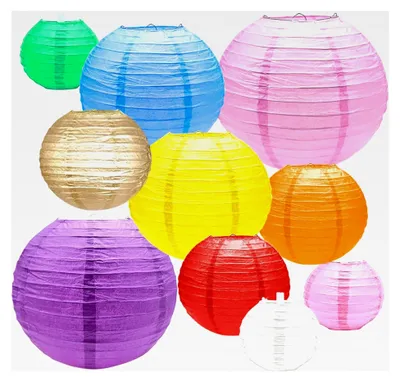 Produktbild von Bunte Papierlampions Rund, 20 Stück, für Partydekoration (4” 6” 8” 10”, 9 Farben)