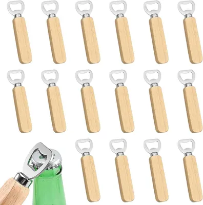 Flaschenöffner aus Holz und Edelstahl, 16 Stück, für Küche und Bar