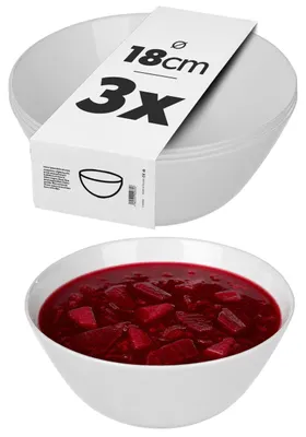 Obrázek produktu pro KADAX skleněná mísa na salát 18 cm bílá 3 ks.