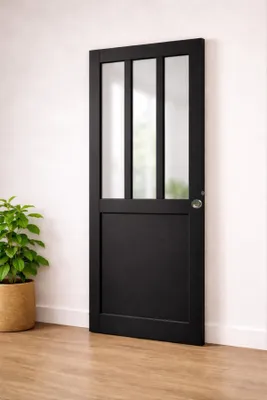 Immagine prodotto di Porta scorrevole da officina nera H204 x L73 cm, con gusci, maniglia a spinta GD MENUISERIES