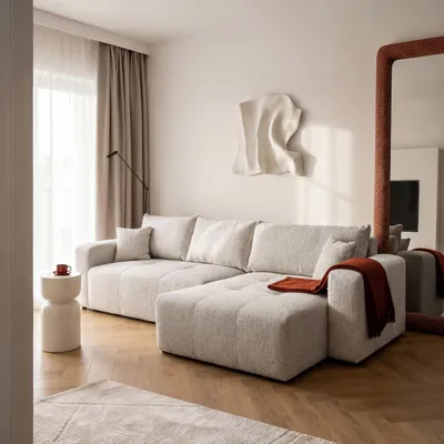 Image de Idohome – Canapé d'angle Pedro XL en chenille avec fonction couchage et surpiqûres en L, 278 x 145 x 79 cm, canapé universel, couleur : gris clair Bella 55