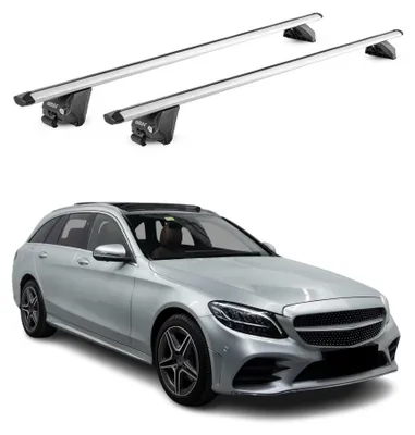 Image de Barres de toit pour Mercedes Classe C S205 Break 2015-2021 100 kg Aluminium argenté 2 pièces ABE, Image générée par une IA