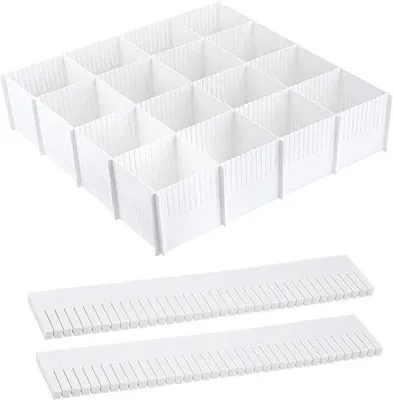 Produktbild von 30 Stück Schubladen-Trenner – Verstellbar – 7 cm hoch – Weiße Kunststoff-Schubladentrenner – 15 Zoll lang, geeignet für Schlafzimmer, Schubladen, Kleiderschränke