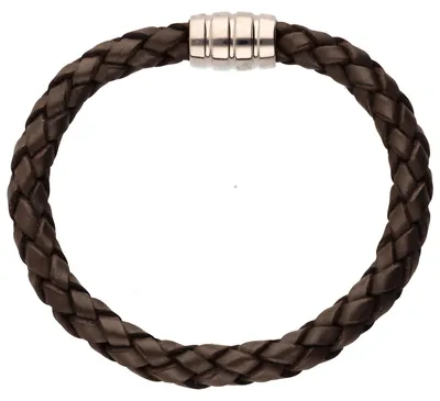Produktbild von Armband Rinderleder braun Armschmuck aus 925 Silber rhodiniert 22cm