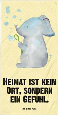 Produktbild von Mr. & Mrs. Panda Handtuch Elefant Seifenblasen - Gelb Pastell - Geschenk, Badehandtuch, Duschhandtuch, Elefanten, Großes, Liebesspruch, Strandtuch, Reisehandtuch, Liebe
