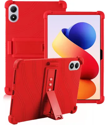 Produktbild von Tablet Hülle für Xiaomi Redmi Pad 2 Pro 2025 12,1", Stoßfeste Weiches Silikon Schutzhülle mit Standfunktion Rot