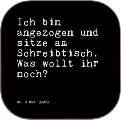 Produktbild von Mr. & Mrs. Panda Untersetzer Tasse Ich bin angezogen und... - Schwarz - Geschenk, Getränkeuntersetzer, Spruch Sprüche Weisheiten Zitate Lustig Weisheit Worte, Kollege