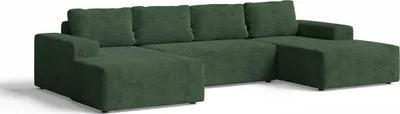 Obrázek produktu pro Sedačka v tvare U, funkcia spania, úložný priestor – 336x76x155 cm – zelená – manšester – čalúnený nábytok – rohová zostava – AVANTI