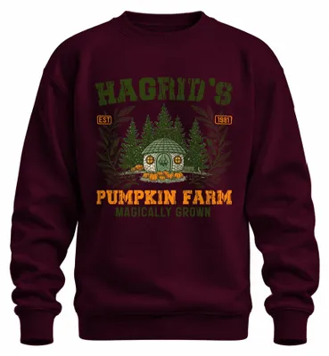 Obrázok produktu pre Hagrids Kürbisfarm Magisch Harry Potter Halloween Herbst Vintage Uni mikina, bordová, L