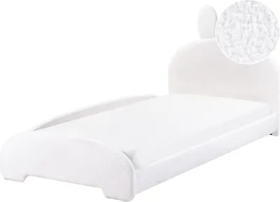Obrázok produktu pre BELIANI Posteľ krémová biela buklé čalúnenie 90 x 200 cm rám postele so zajačími uškami moderný štýl detská izba