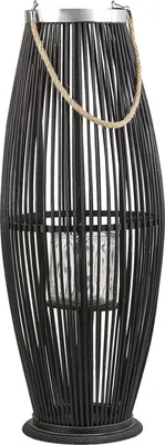 Produktbild von BELIANI Dekorative Laterne Schwarz mit Kerzenhalter 72 cm Höhe aus Bambus/Glas für den Innen- und Aussenbereich Modern