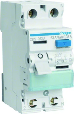 Produktbild von HAGER Fehlerstromschutzschalter 2 polig 6kA 63A 30mA Typ A QuickConnect