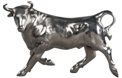 Zdjęcie produktu dla Casa Padrino Deco figura z brązu byk srebrny 56 x 22 x wys. 40 cm - Luksusowa rzeźba