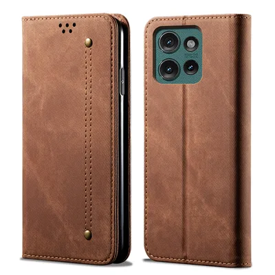 Immagine prodotto di Custodia per Motorola Edge 50, Custodia a portafoglio in pelle con chiusura magnetica e supporto marrone