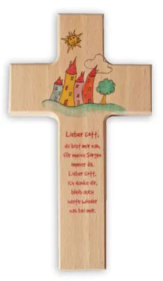 Kinderkreuz, bunt, 15 x 9 cm, Häuser
