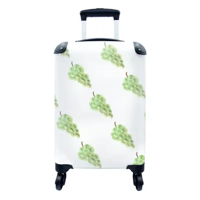 Produktbild von MuchoWow® Koffer Handgepäck Trolley Rollkoffer Kleine Reisekoffer mit 4 Rollen - Weintrauben - Aquarell - Weiß - Cabin Size < 55x40x23 cm & 55x40x20 cm - Fotokoffer - Kabinenkoffer - Boardgepäck - Reise-Box - Reisekoffer - Reisegepäck - Koffer mit Bild - Trolley für Kinder