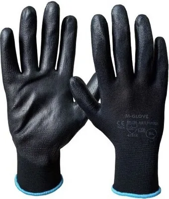Produktbild von M-GLOVE Schutzhandschuhe PU1001 BLACK 4131X (12 Paar) - Größe 9