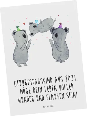 Produktbild von Mr. & Mrs. Panda Postkarte 2024 Geburtstag - Weiß - Geschenk, Geburtstagsgeschenk, Geburtstagskind, Happy Birthday, Ansichtskarten, Jubiläum, Ansichtskarte, Postkarten