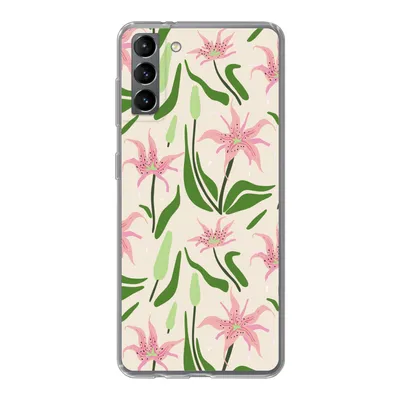 Produktbild von MuchoWow® Handyhülle Schutzhülle Hülle für Samsung Galaxy S21 Plus Blume - Rosa - Blatt Silikon Softcase Handy Hülle - Handy-Tasche