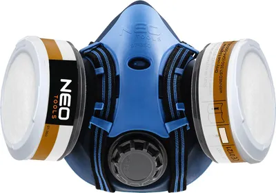 Produktbild von NEO TOOLS Profi A1P2 Kombi-Atemschutzset, Silikon Halbmaske, Organische Dämpfe, Lackierung