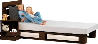 Produktbild von sunnypillow 90x200 cm Palettenbett mit Kopfteil Palisander Bett aus Paletten Palettenmöbel Fichte europalette Fichte Palisander Loft 80 90 100 120 140 160 180 200 220 240 x 200cm