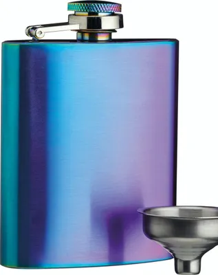 Produktbild von BarCraft Mini Flachmann, Schnaps/Alkohol/Whisky/Spirituosen Trinkflasche Edelstahl, Schnapsflasche mit Dekantiertrichter, Edelstahl Trichter,