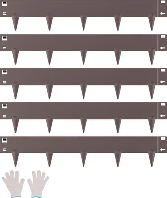 Image de Bordures de jardin en acier, lot de 5, 39 x 4 pouces, résistantes à la rouille, pour jardin, couleur marron