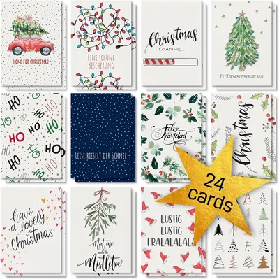 Produktbild von SIGEL DS701 Weihnachts-Postkarten-Set "Colourful Christmas" - A6 - 24 Karten