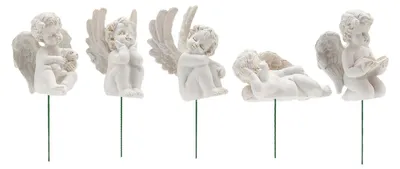 5 Miniatur-Engelfiguren als Erdspieße für Garten und Außendekoration