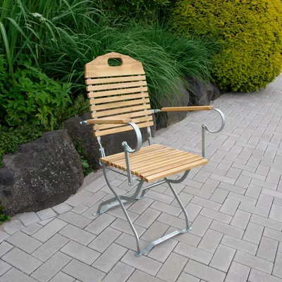Produktbild von Klappstuhl Holzstuhl Gartenstuhl Stuhl mit Armlehnen Robinenholz, verzinkt