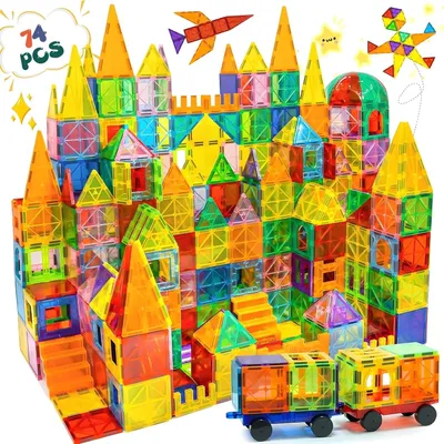 Obrázok produktu pre Magnetické stavebné bloky 74 kusov, magnetické dlaždice, pre deti
