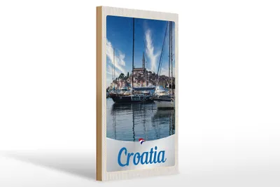 Produktbild von Holzschild Reise 20x30cm Kroatien Yacht Stadt Meer Urlaub