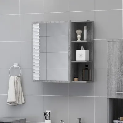 Obrázek produktu pro The Living Store Koupelnová zrcadlová skříňka Grey Sonoma 62,5x20,5x64 cm Materiál na bázi dřeva