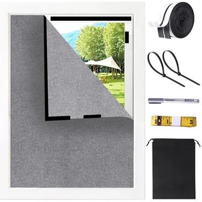 Verdunkelungsrollo Leinenoptik 100x150 cm Grau ohne Bohren