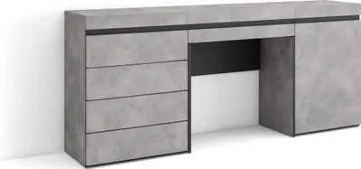 Produktbild von Schminktisch, 177x35x75 cm, mit Schublade, Kommode mit Schubladen, Zementgrau