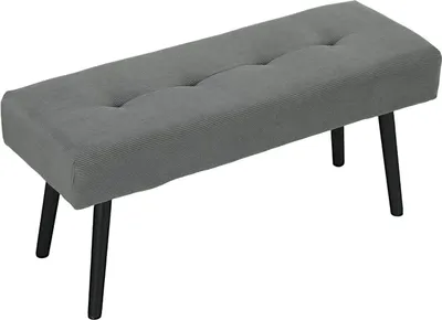 Obrázek produktu pro Čalouněná lavice s manšestrovým potahem, postelová lavice s kovovými nohami, botník 100 x 36 x 45 cm šedá