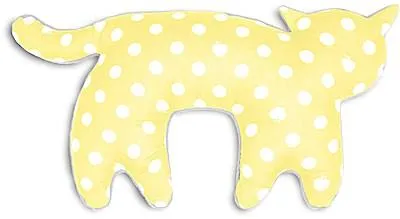 Produktbild von Leschi Nackenkissen | 36725 | Die Katze Feline | stehend | groß (Für Reisen in Auto, Flugzeug, Bus und Bahn) Farbe: Polka dot hellgelb / Nebel