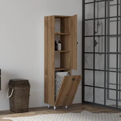 Immagine prodotto di Cropani - Mobile Colonna, 35x32x155h cm Marrone Noce, 2 Ripiani