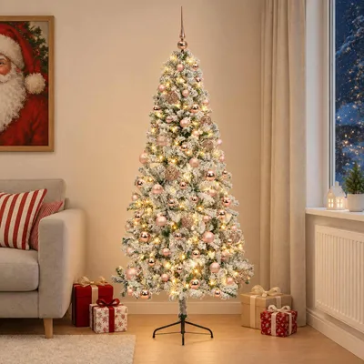 Obrázek produktu pro Umělý vánoční stromek s vánočními koulemi 240 cm 300 LED