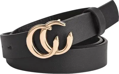 Zdjęcie produktu dla Stylowy Pasek Double C - Czarny dla kobiet KP12575