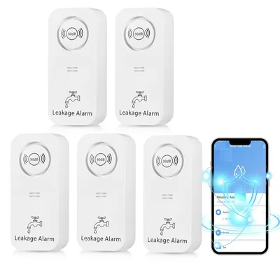 Image de TOWODE Détecteur d'eau avec alarme WLAN 90 dB, lot de 5